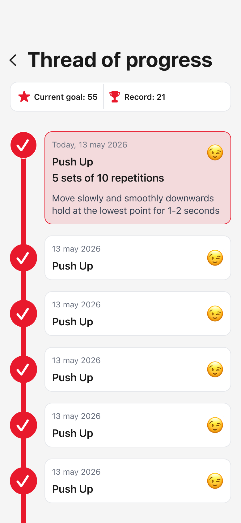Superset app — today's exercise screen